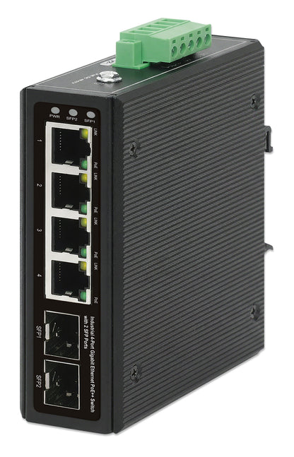 Industrial 4-Port Gigabit Ethernet PoE++ Switch with 2 SFP Ports Image 1