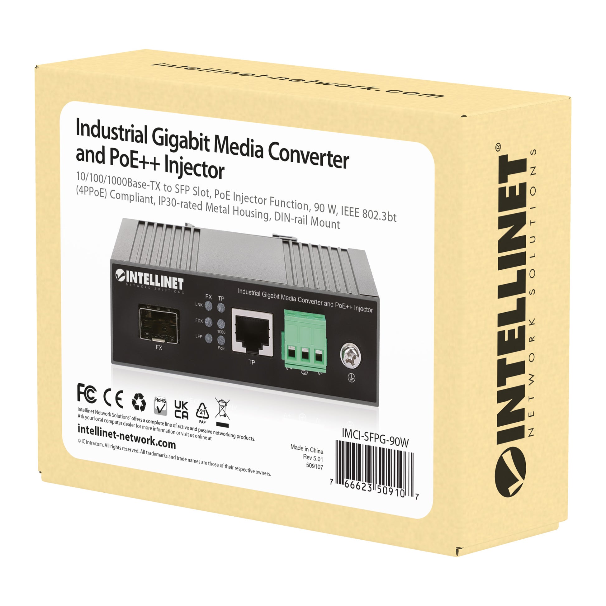 Industrial Gigabit Media Converter and PoE++ Injector 90W Packaging Image 2