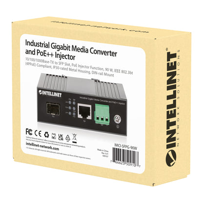 Industrial Gigabit Media Converter and PoE++ Injector 90W Packaging Image 2