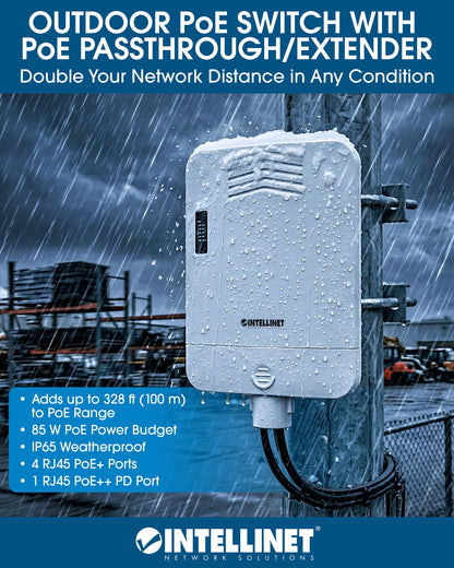 Outdoor PoE-Powered 5-Port Gigabit Switch with PoE Passthrough / 4-Port PoE+ Extender Image 14