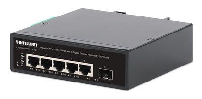 Industrial 6-Port PoE+ Switch with 5 Gigabit Ethernet Ports and 1 SFP Uplink Image 2