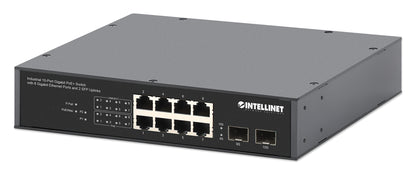Industrial 10-Port Gigabit PoE+ Switch with 8 Gigabit Ethernet Ports and 2 SFP Uplinks Image 2