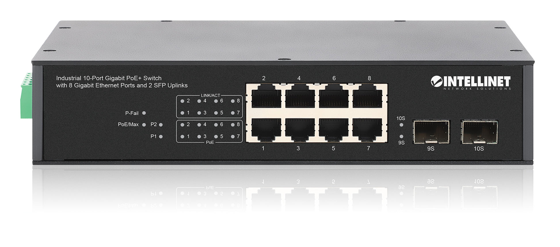 Industrial 10-Port Gigabit PoE+ Switch with 8 Gigabit Ethernet Ports and 2 SFP Uplinks Image 6
