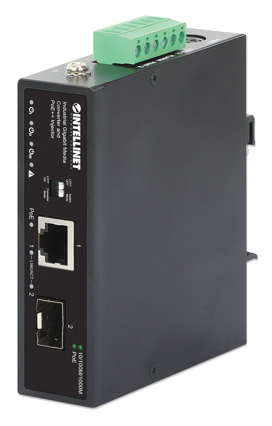 Industrial Gigabit Media Converter and PoE++ Injector 95W | TAA Compliant Image 1