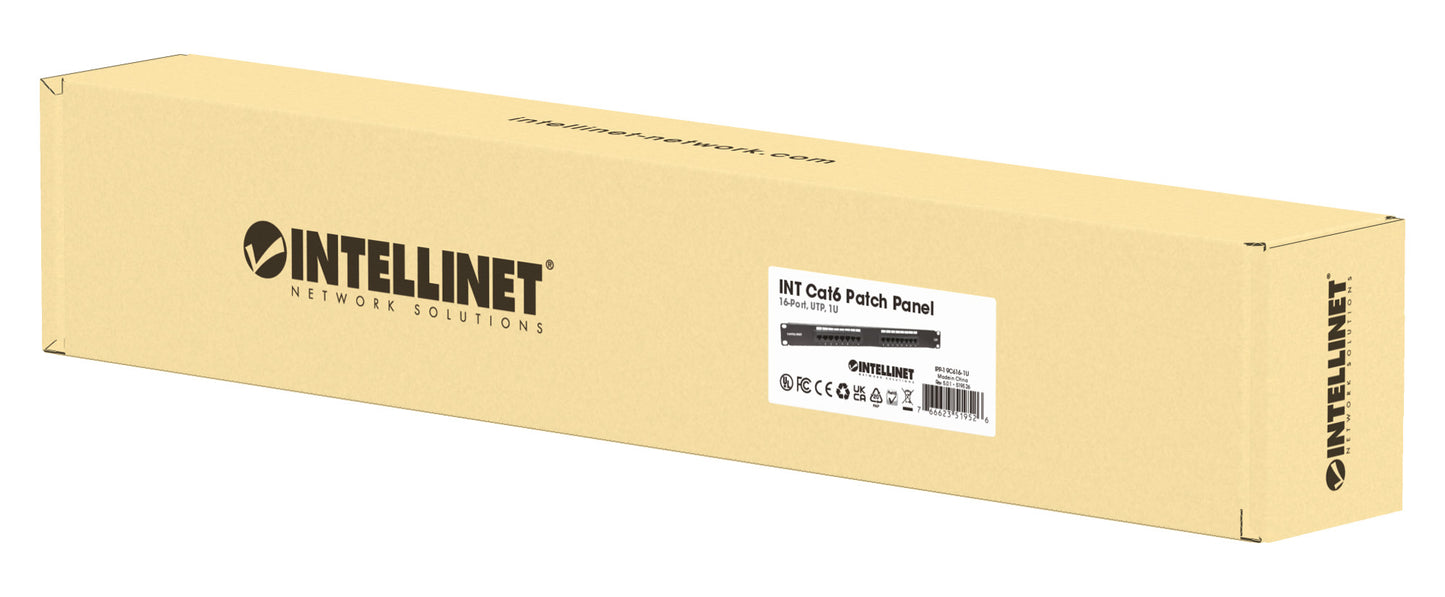 Cat6 16-Port Patch Panel, 1U Packaging Image 2