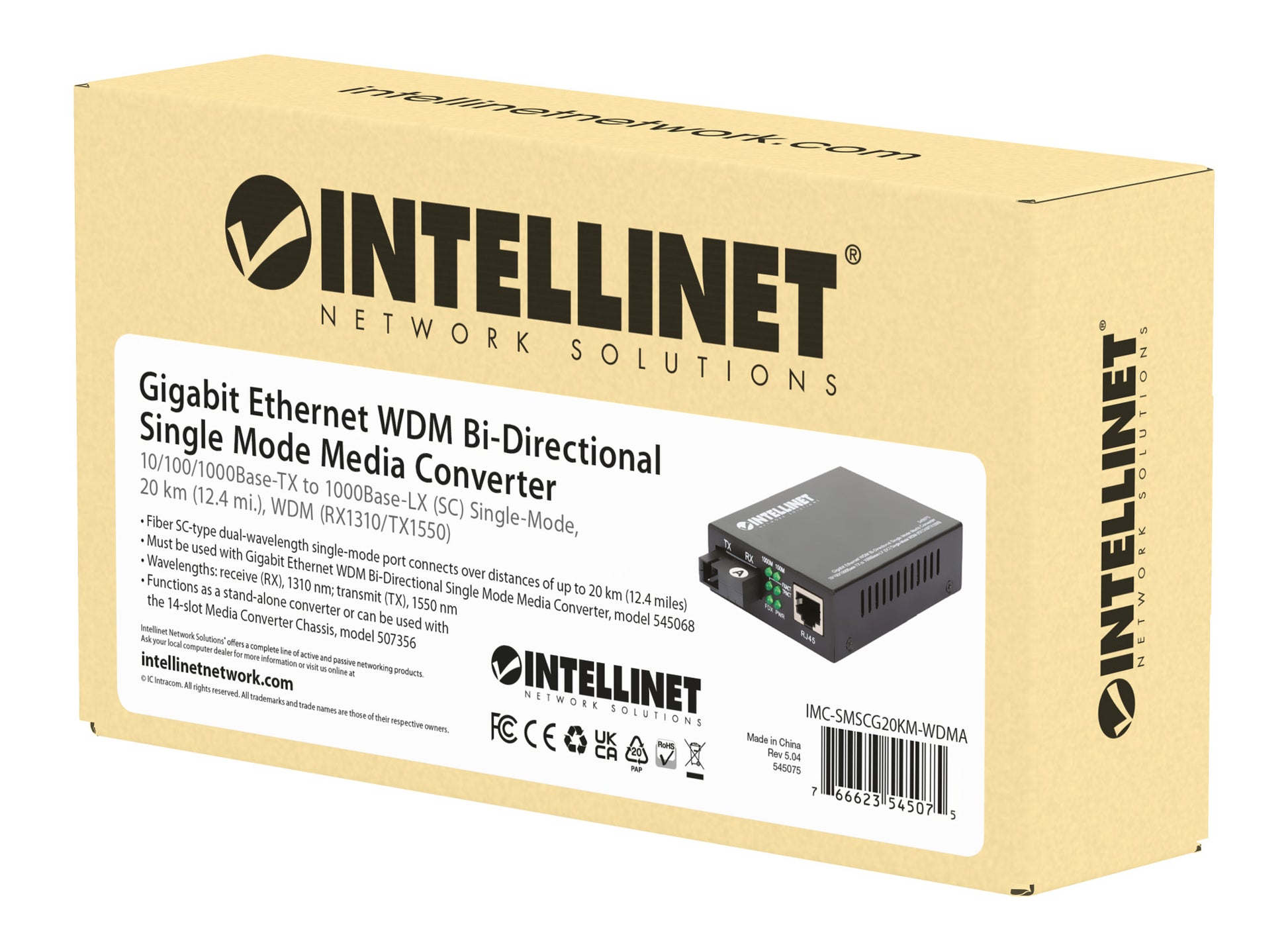 Gigabit Ethernet WDM Bi-Directional Single Mode Media Converter Packaging Image 2
