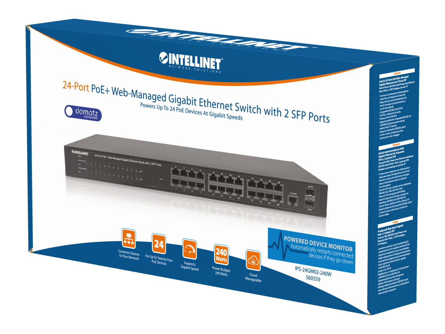24-Port Gigabit Ethernet PoE+ Web-Managed Switch with 2 SFP Ports Packaging Image 2