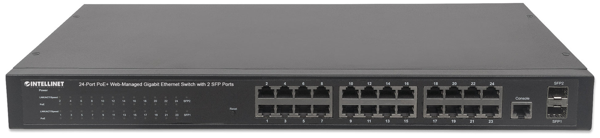 24-Port Gigabit Ethernet PoE+ Web-Managed Switch with 2 SFP Ports Image 4