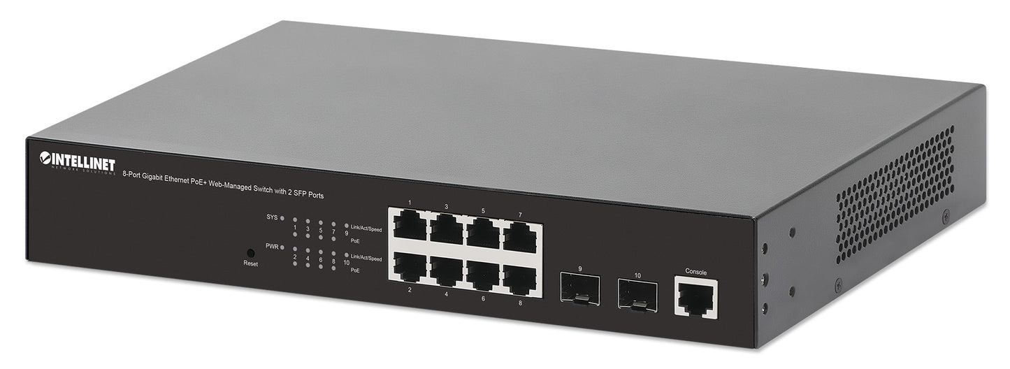 8-Port Gigabit Ethernet PoE+ Web-Managed Switch with 2 SFP Ports Image 1