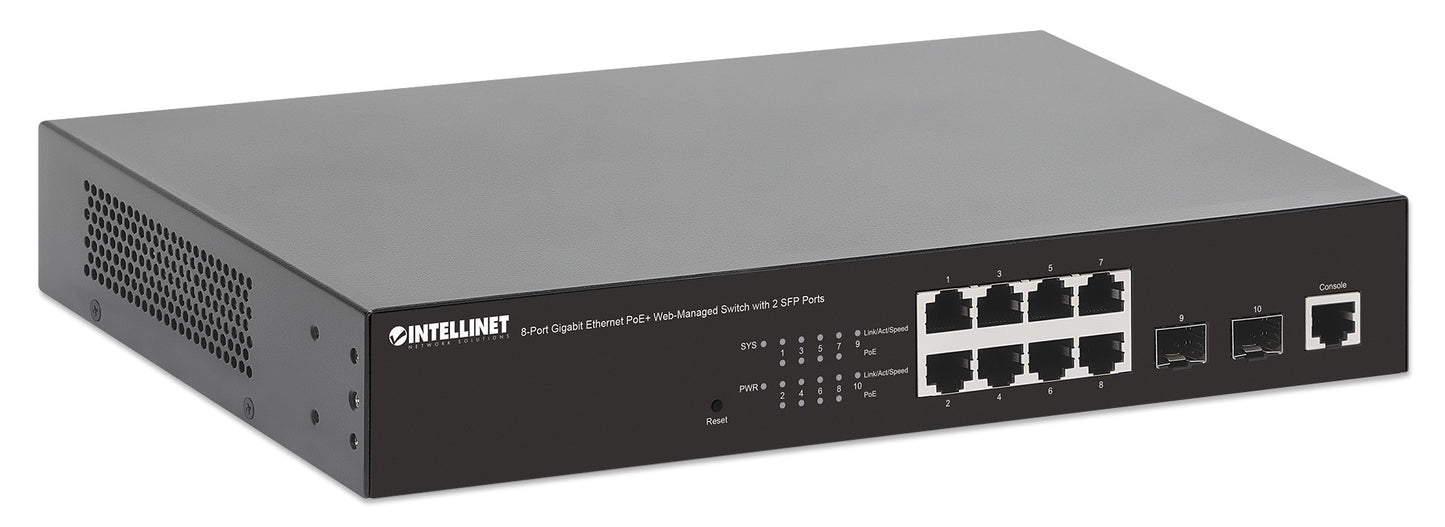 8-Port Gigabit Ethernet PoE+ Web-Managed Switch with 2 SFP Ports Image 3