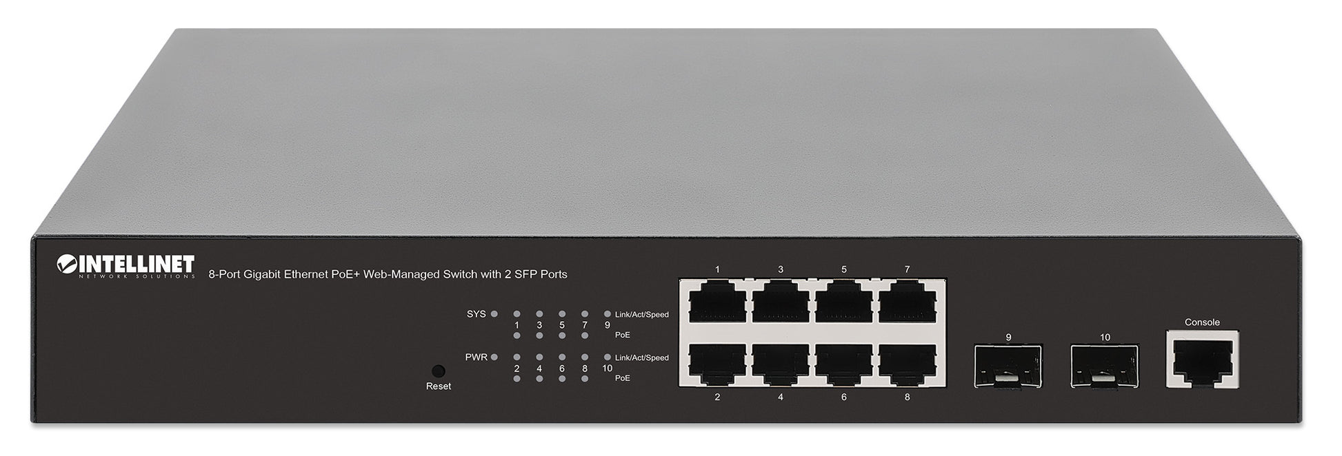 8-Port Gigabit Ethernet PoE+ Web-Managed Switch with 2 SFP Ports Image 4