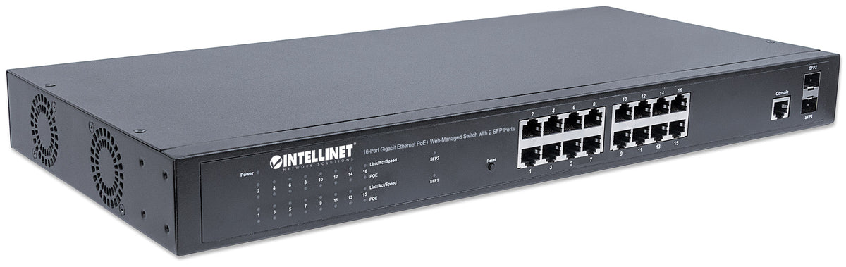 16-Port Gigabit Ethernet PoE+ Web-Managed Switch with 2 SFP Ports Image 3