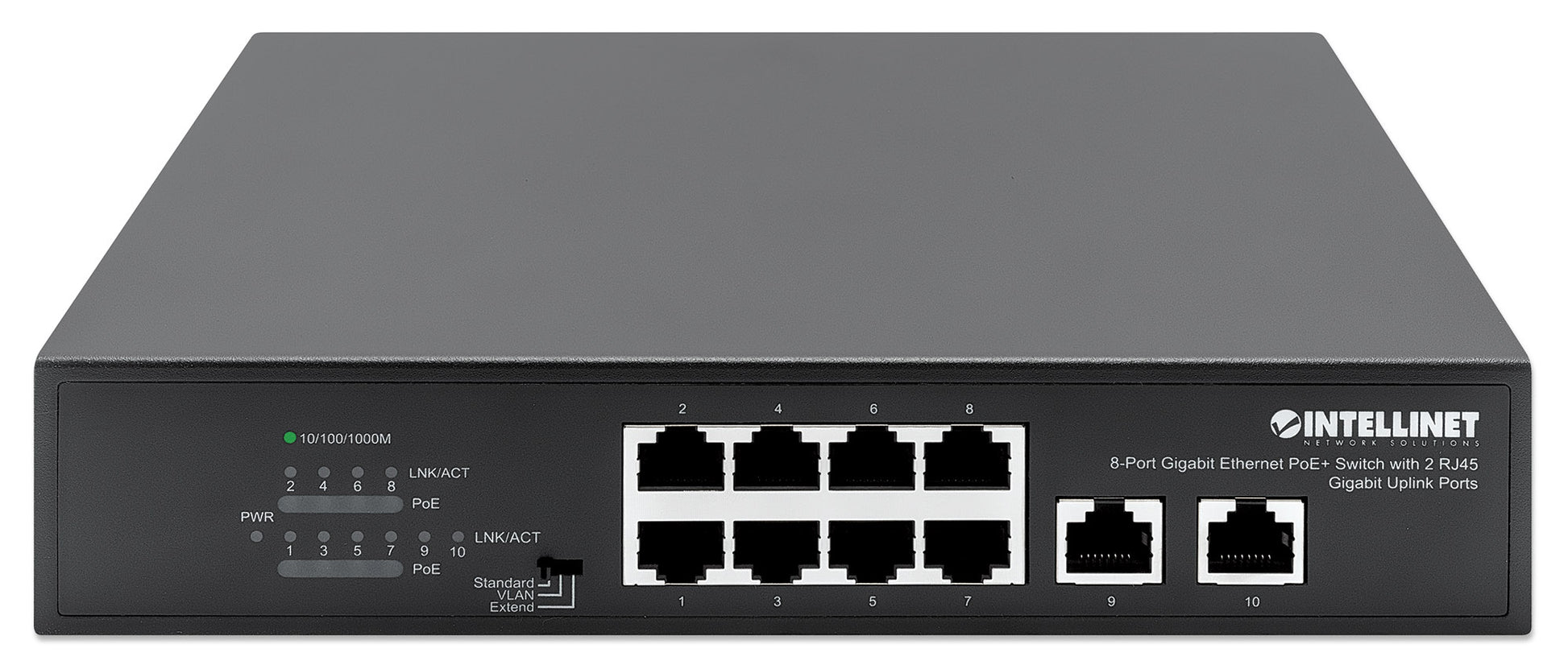 8-Port Gigabit Ethernet PoE+ Switch with 2 RJ45 Gigabit Uplink Ports Image 4
