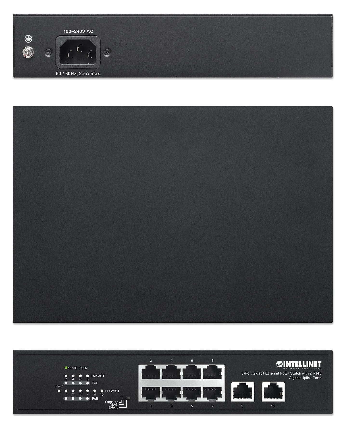 8-Port Gigabit Ethernet PoE+ Switch with 2 RJ45 Gigabit Uplink Ports Image 6