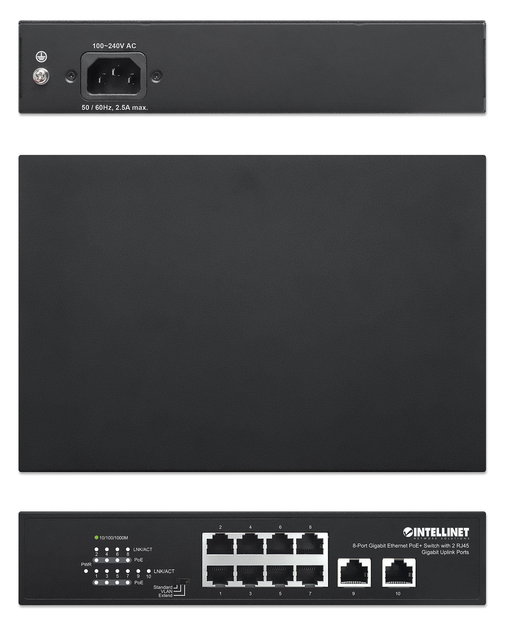 8-Port Gigabit Ethernet PoE+ Switch with 2 RJ45 Gigabit Uplink Ports Image 6