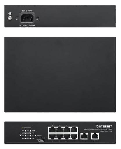 8-Port Gigabit Ethernet PoE+ Switch with 2 RJ45 Gigabit Uplink Ports Image 6
