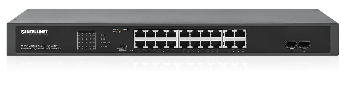 16-Port Gigabit Ethernet PoE+ Switch with 4 RJ45 Gigabit and 2 SFP Uplink Ports Image 6