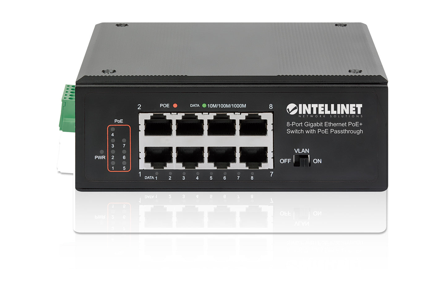 PoE-Powered 8-Port Gigabit Ethernet PoE+ Industrial Switch with PoE Passthrough Image 5