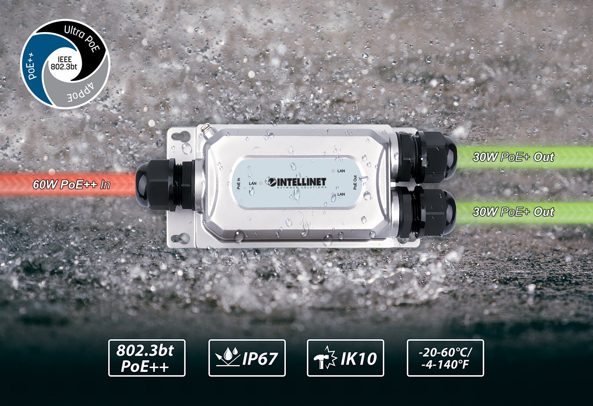 2-Port Outdoor Vandalproof Gigabit PoE++ Extender Image 9