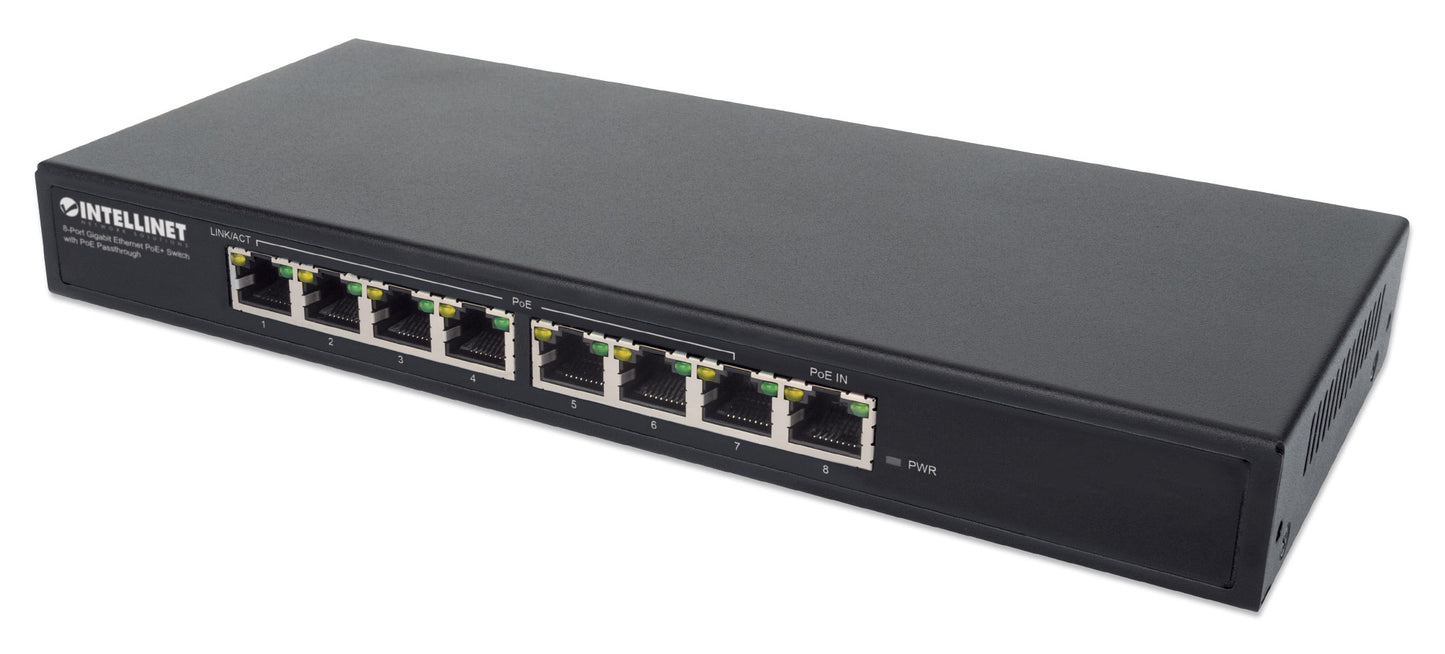 PoE-Powered 8-Port Gigabit Ethernet PoE+ Switch with PoE Passthrough Image 1