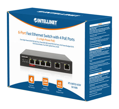 6-Port Fast Ethernet Switch with 4 PoE Ports (1 x High-Power PoE) Packaging Image 2
