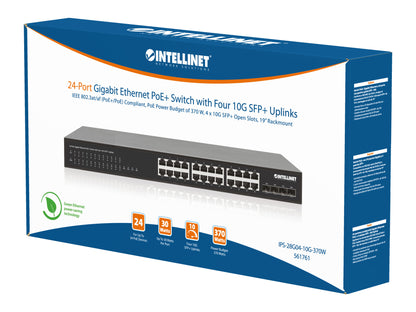 24-Port Gigabit Ethernet PoE+ Switch with Four 10G SFP+ Uplinks Packaging Image 2