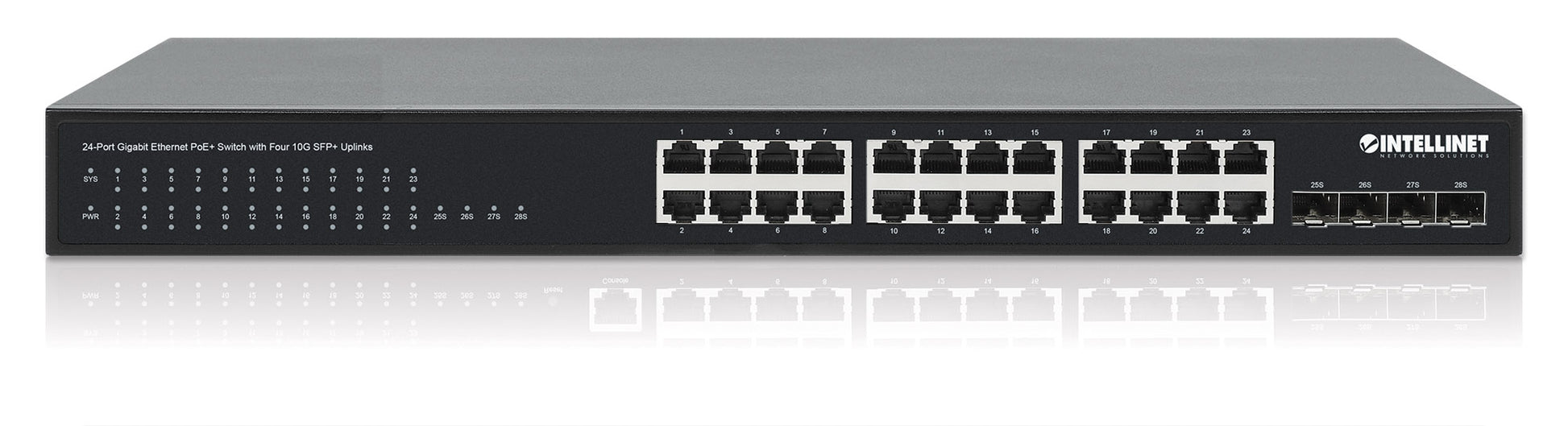 24-Port Gigabit Ethernet PoE+ Switch with Four 10G SFP+ Uplinks Image 6