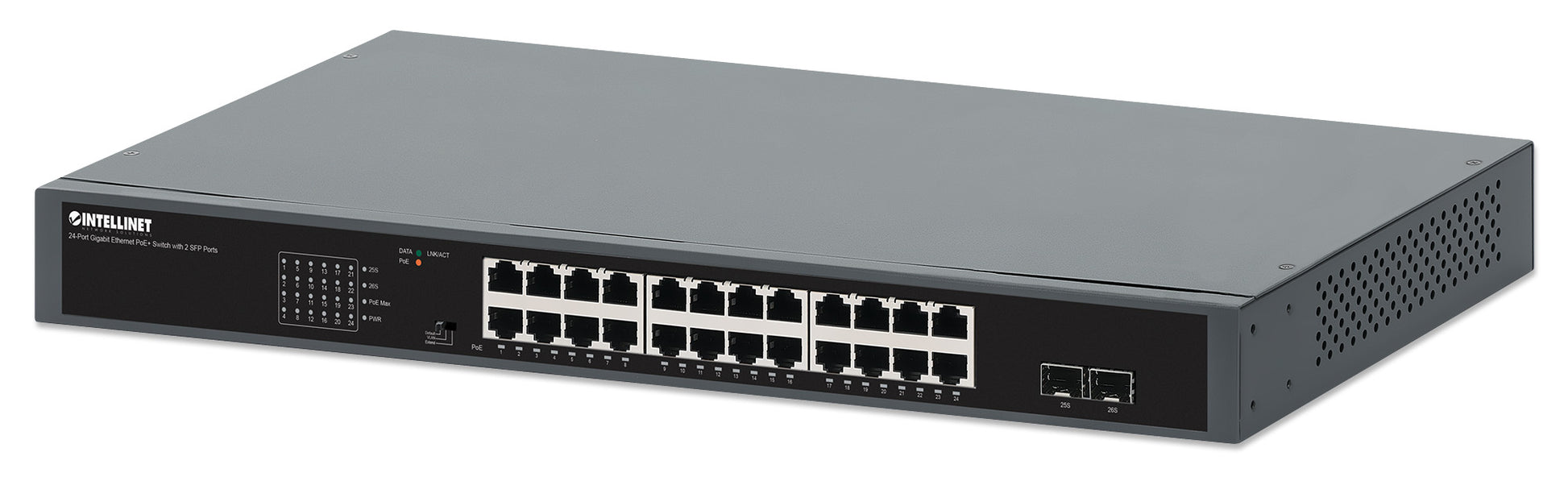 24-Port Gigabit Ethernet PoE+ Switch with 2 SFP Ports Image 1