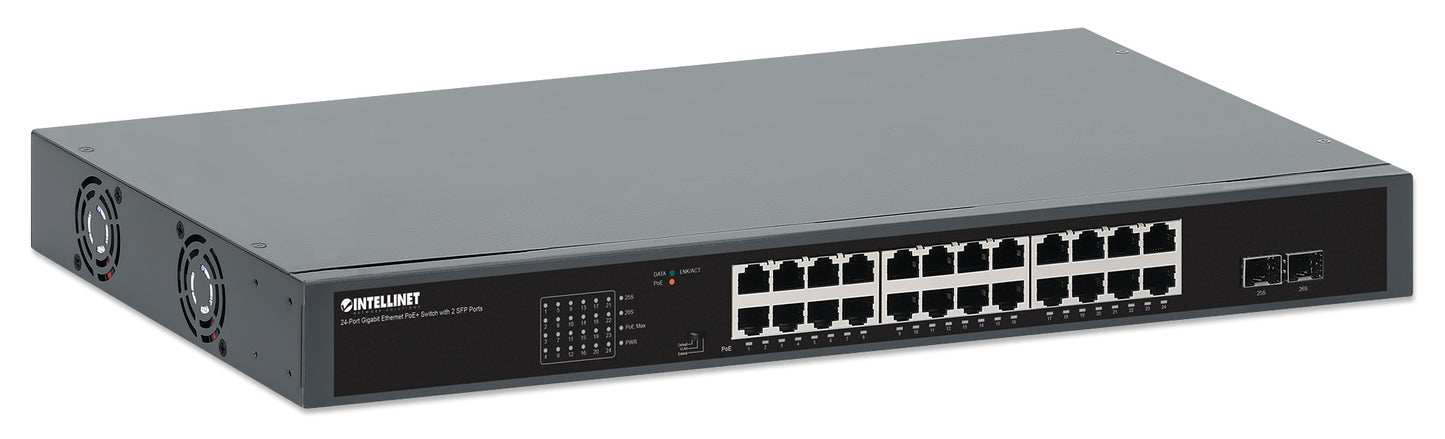 24-Port Gigabit Ethernet PoE+ Switch with 2 SFP Ports Image 3