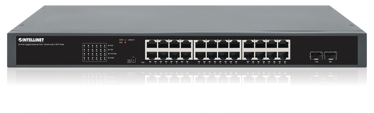 24-Port Gigabit Ethernet PoE+ Switch with 2 SFP Ports Image 6