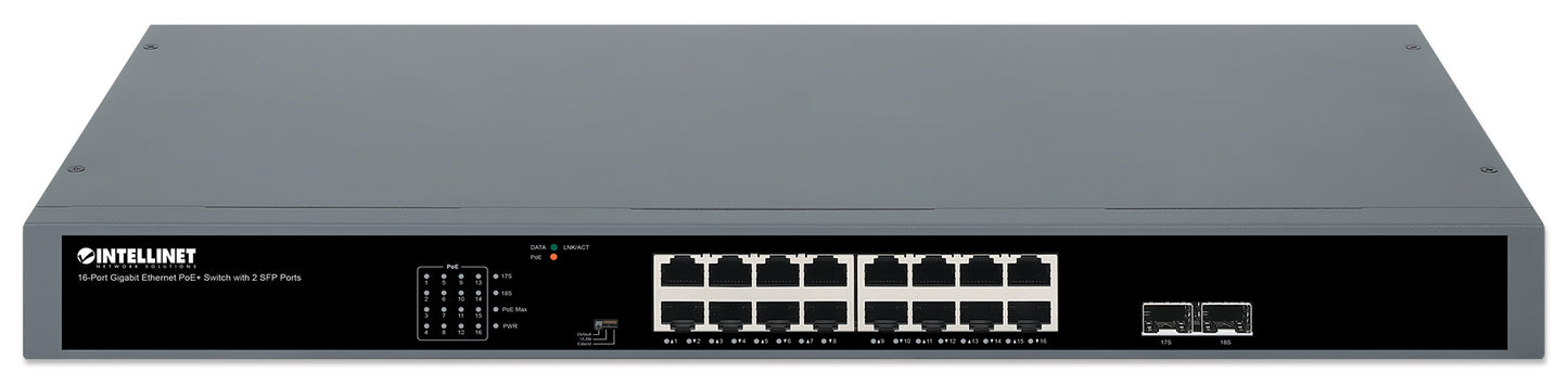 16-Port Gigabit Ethernet PoE+ Switch with 2 SFP Ports Image 4