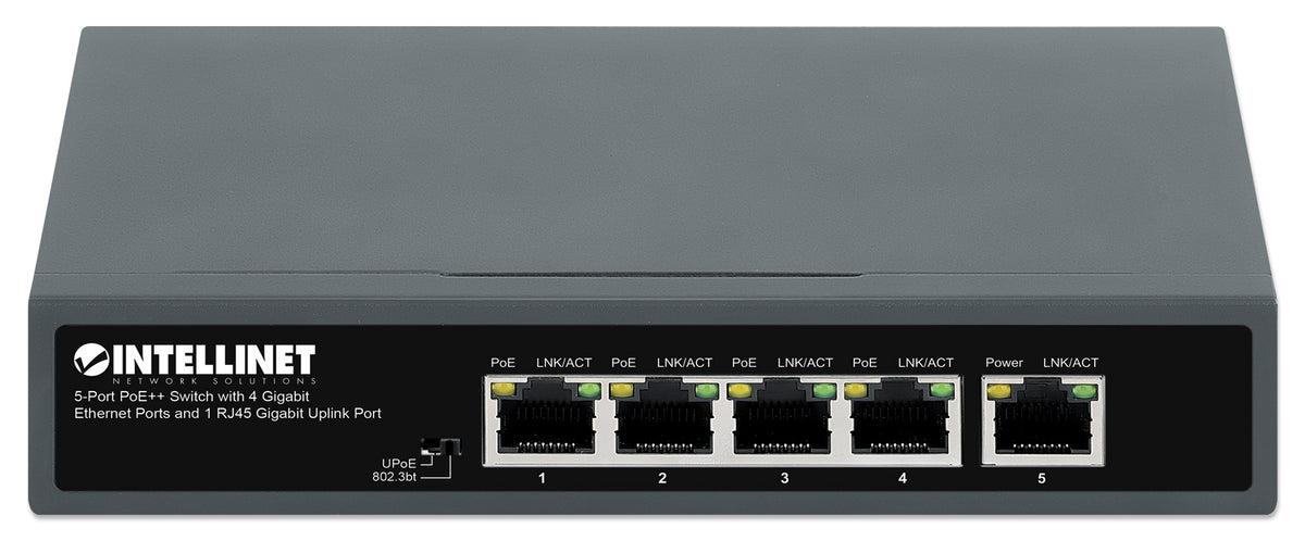 5-Port PoE++ Switch with 4 Gigabit Ethernet Ports and 1 RJ45 Gigabit Uplink Port Image 4