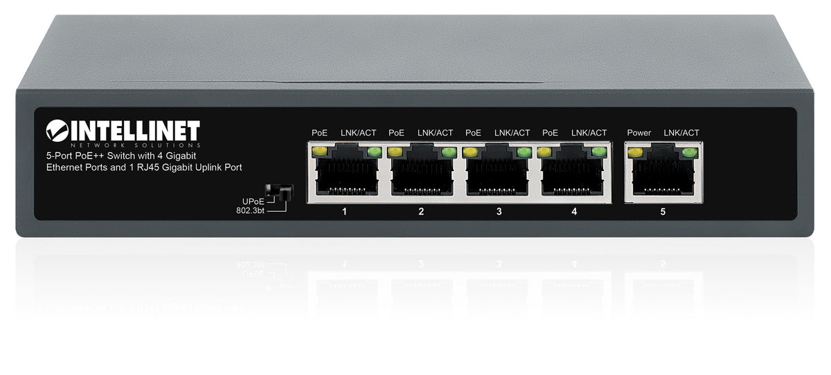 5-Port PoE++ Switch with 4 Gigabit Ethernet Ports and 1 RJ45 Gigabit Uplink Port Image 6