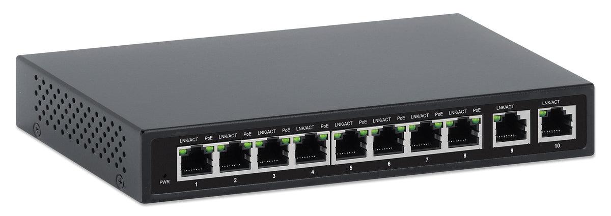 10-Port PoE+ Switch with 8 Gigabit Ethernet Ports and 2 RJ45 Gigabit Uplink Ports Image 3