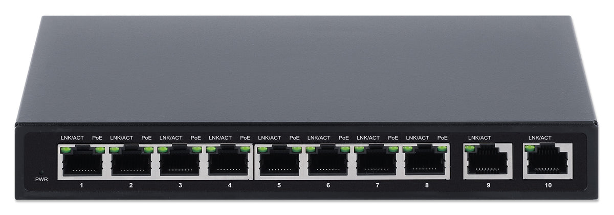 10-Port PoE+ Switch with 8 Gigabit Ethernet Ports and 2 RJ45 Gigabit Uplink Ports Image 4