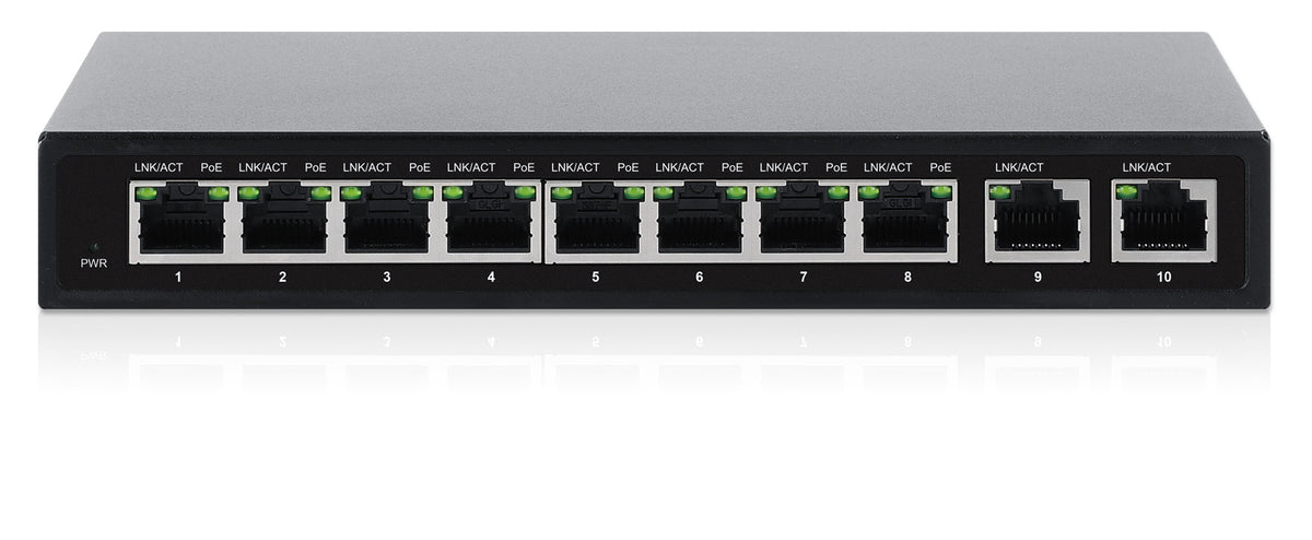 10-Port PoE+ Switch with 8 Gigabit Ethernet Ports and 2 RJ45 Gigabit Uplink Ports Image 6