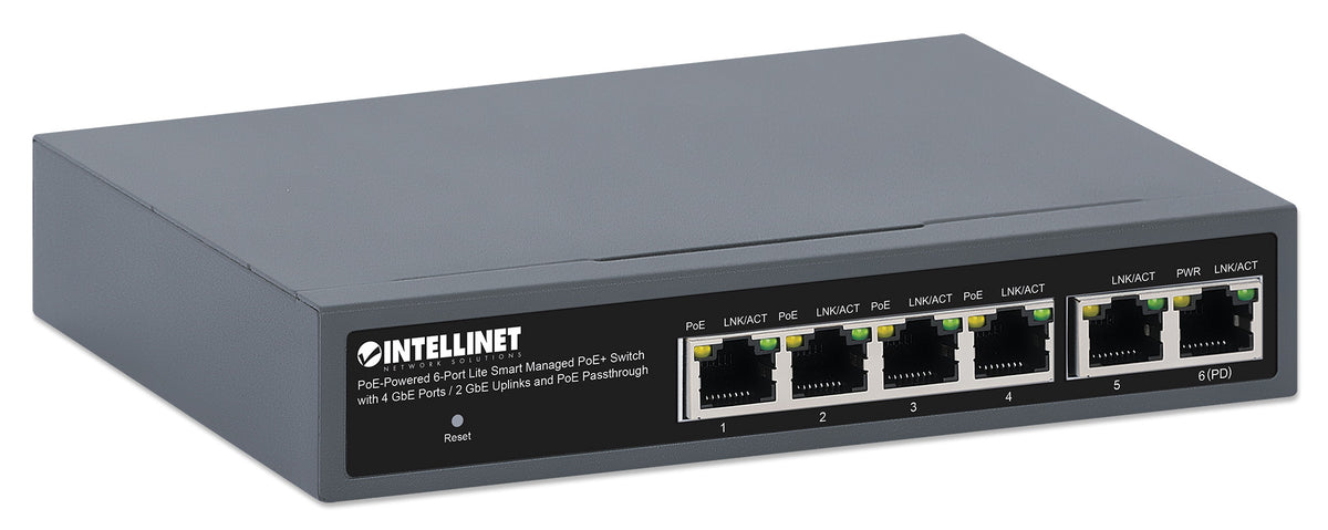 PoE-Powered 6-Port Lite Smart Managed PoE+ Switch with 4 GbE Ports / 2 GbE Uplinks and PoE Passthrough Image 3