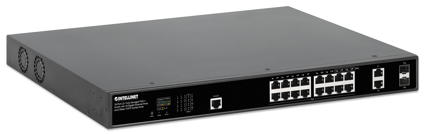 18-Port L2+ Fully Managed PoE++ Switch with 16 Gigabit Ethernet Ports and 2 Base-T/SFP Combo Ports Image 2