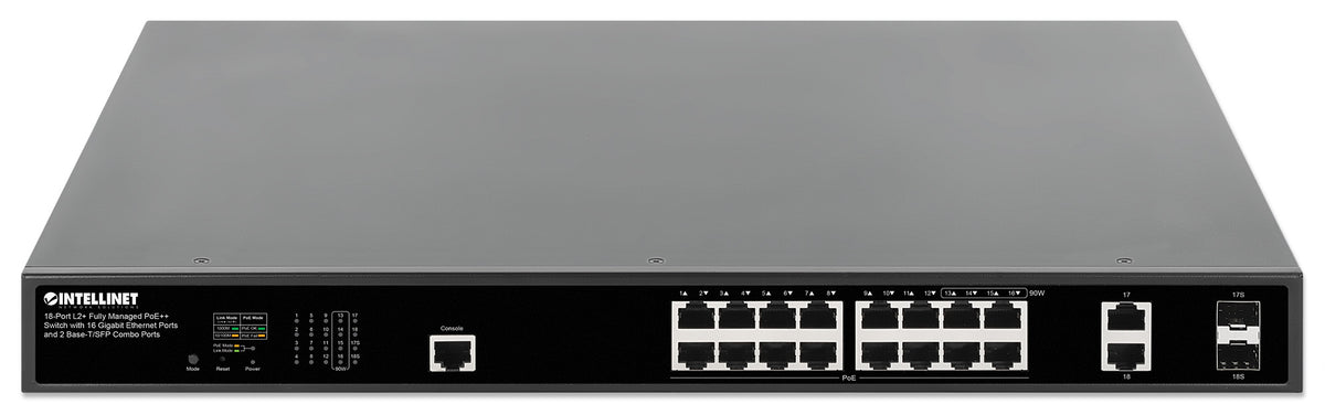 18-Port L2+ Fully Managed PoE++ Switch with 16 Gigabit Ethernet Ports and 2 Base-T/SFP Combo Ports Image 3