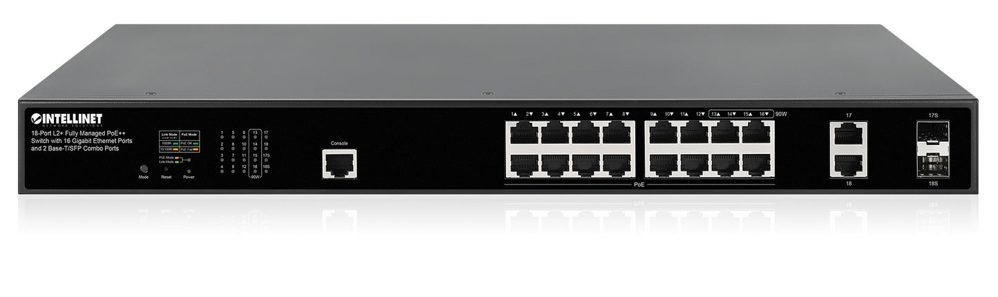 18-Port L2+ Fully Managed PoE++ Switch with 16 Gigabit Ethernet Ports and 2 Base-T/SFP Combo Ports Image 5