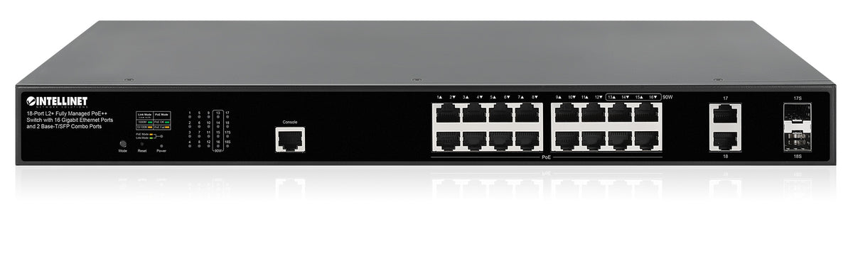 18-Port L2+ Fully Managed PoE++ Switch with 16 Gigabit Ethernet Ports and 2 Base-T/SFP Combo Ports Image 5