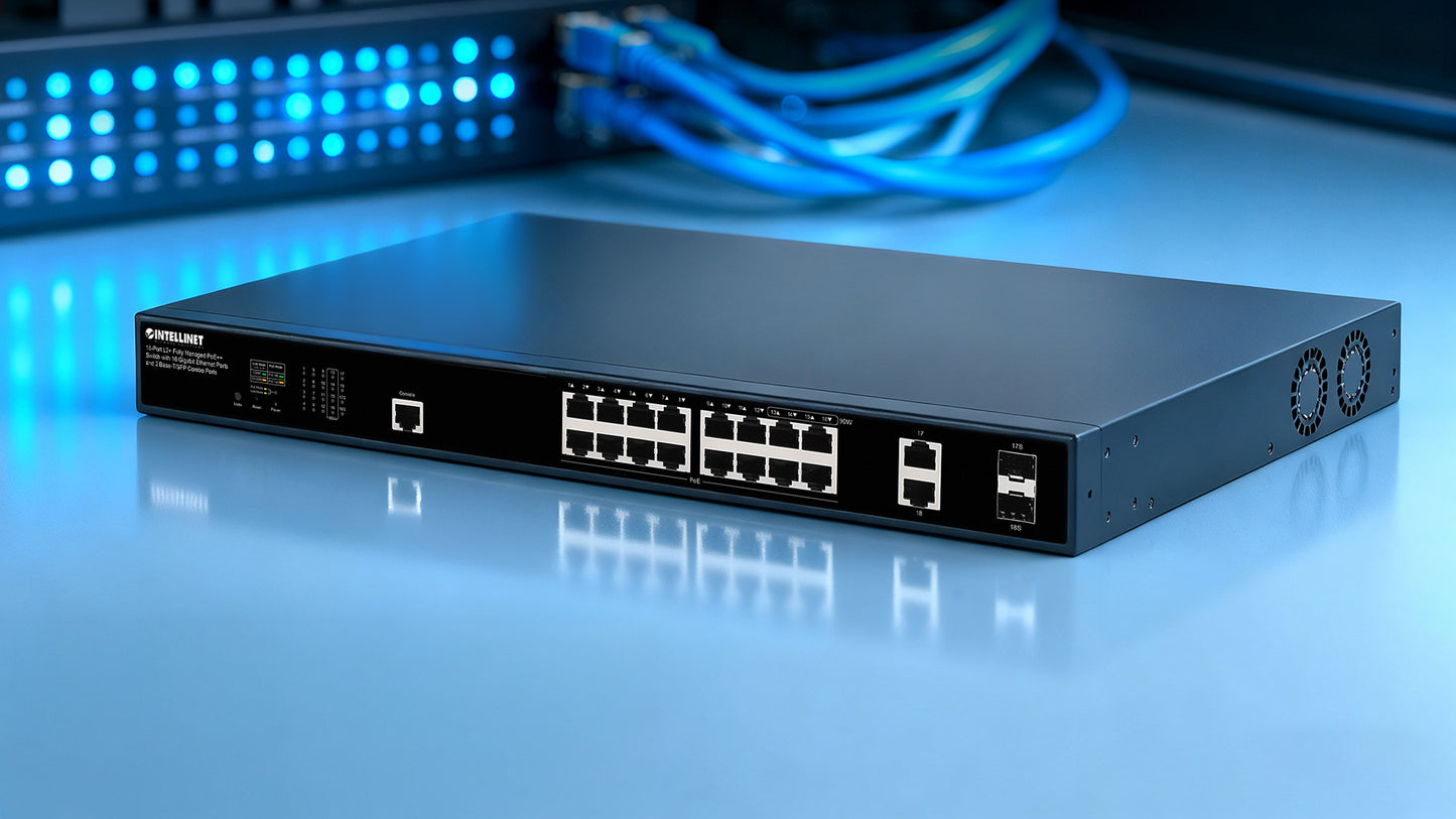 18-Port L2+ Fully Managed PoE++ Switch with 16 Gigabit Ethernet Ports and 2 Base-T/SFP Combo Ports Image 8