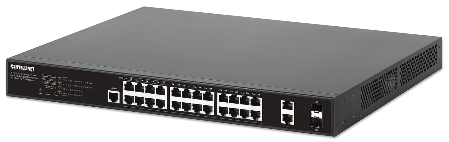 26-Port L2+ Fully Managed PoE++ Switch with 24 Gigabit Ethernet Ports and 2 Base-T/SFP Combo Ports Image 1