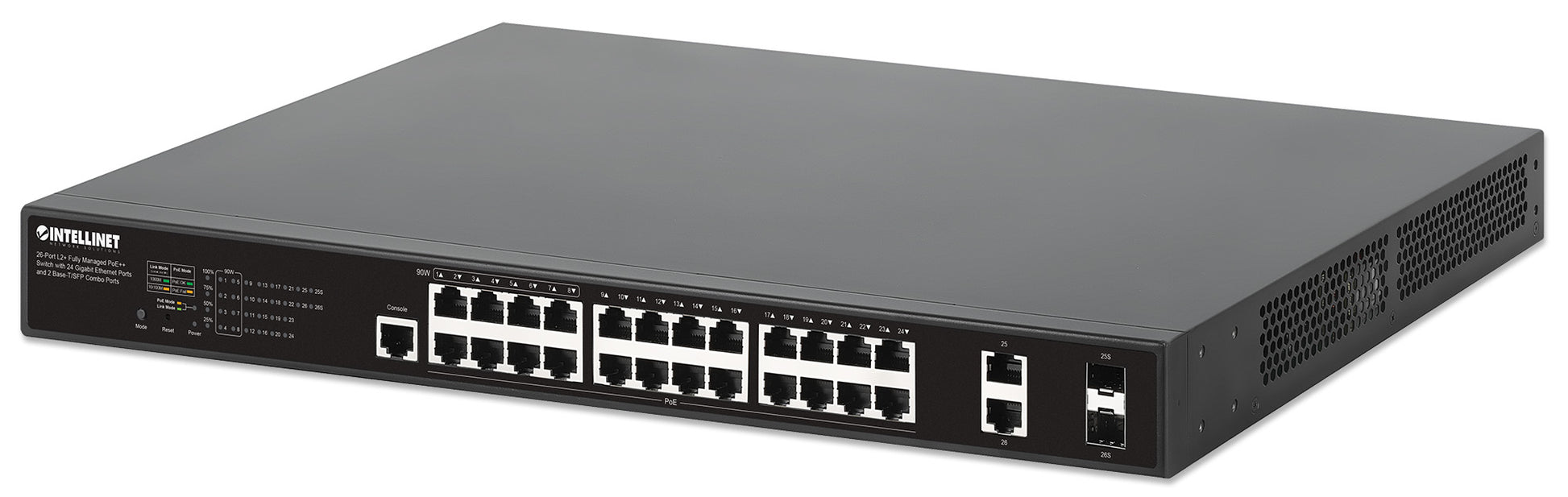 26-Port L2+ Fully Managed PoE++ Switch with 24 Gigabit Ethernet Ports and 2 Base-T/SFP Combo Ports Image 1