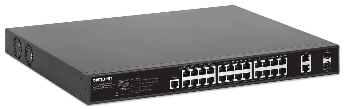 26-Port L2+ Fully Managed PoE++ Switch with 24 Gigabit Ethernet Ports and 2 Base-T/SFP Combo Ports Image 2