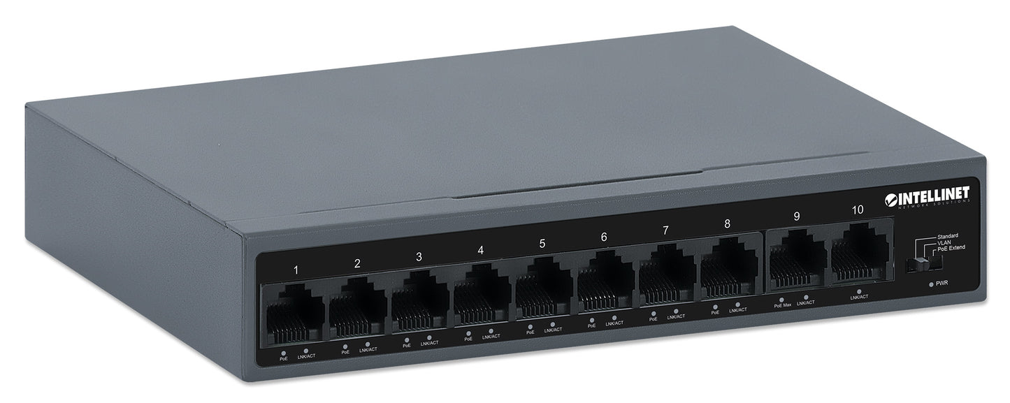 10-Port PoE+ Switch with 8 Fast Ethernet Ports and 2 FE Uplinks Image 3