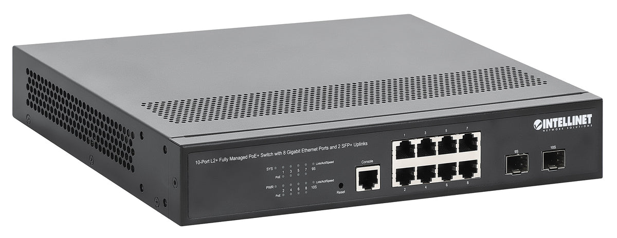 10-Port L2+ Fully Managed PoE+ Switch with 8 Gigabit Ethernet Ports and 2 SFP+ Uplinks Image 3