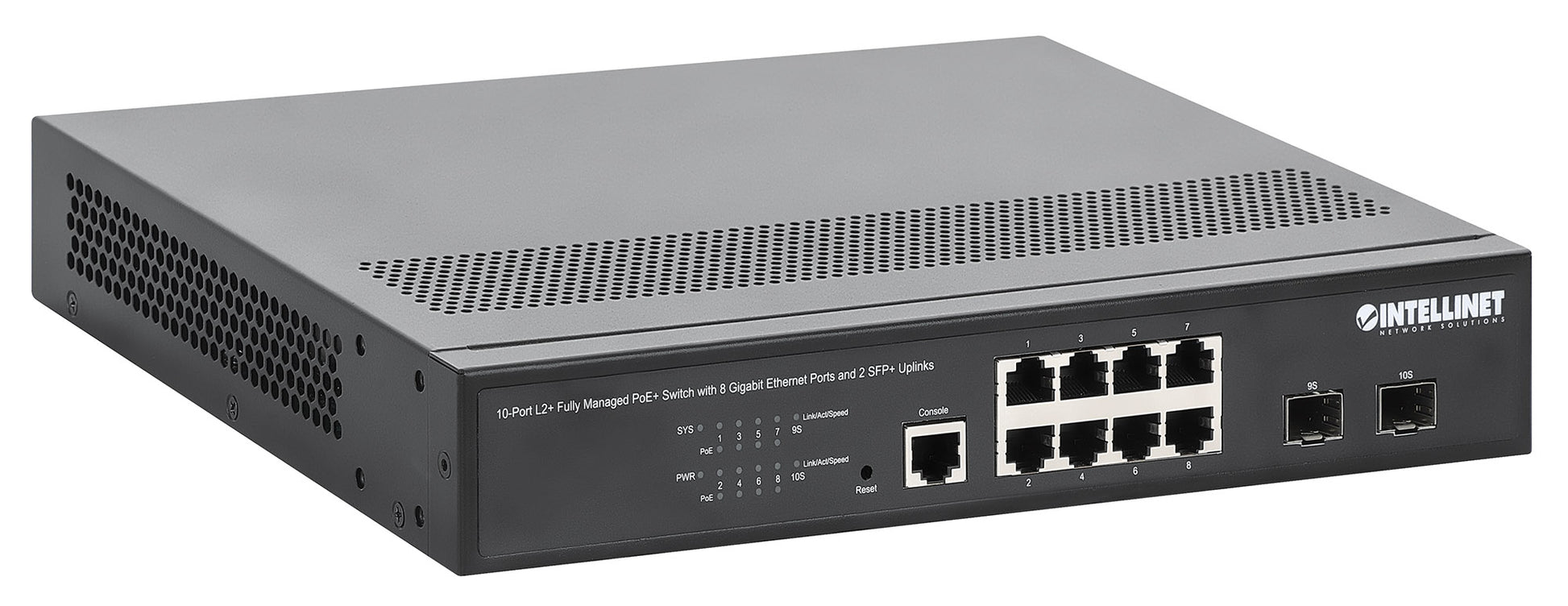 10-Port L2+ Fully Managed PoE+ Switch with 8 Gigabit Ethernet Ports and 2 SFP+ Uplinks Image 3