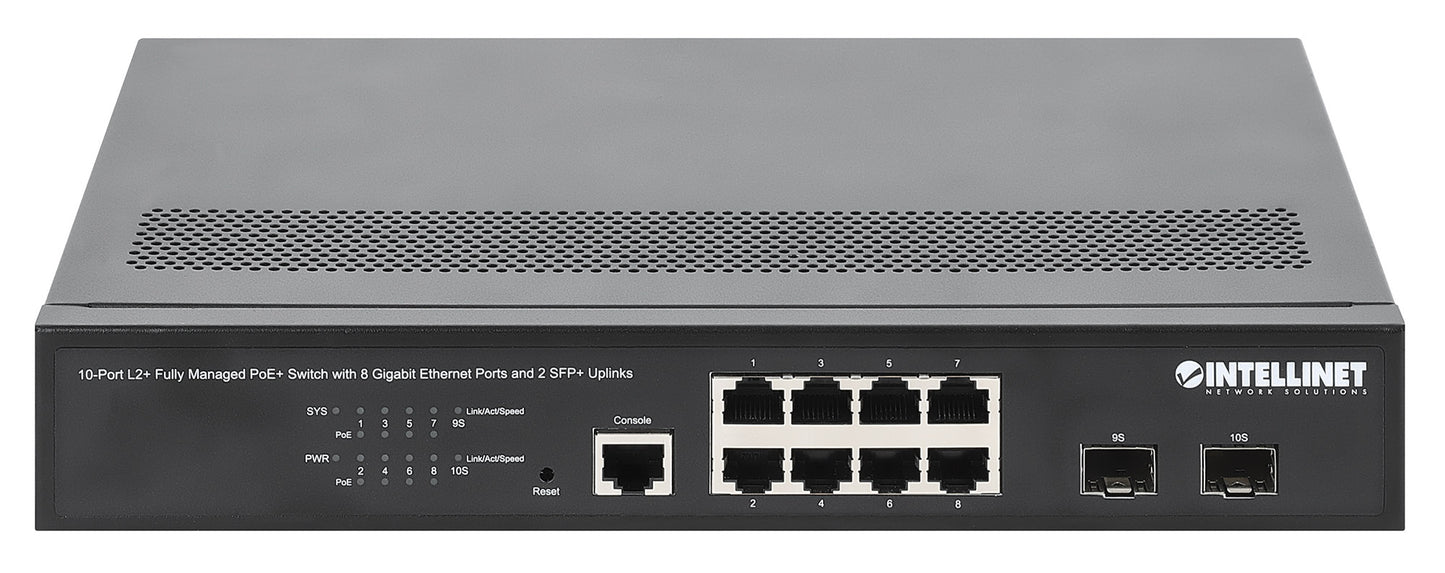 10-Port L2+ Fully Managed PoE+ Switch with 8 Gigabit Ethernet Ports and 2 SFP+ Uplinks Image 4