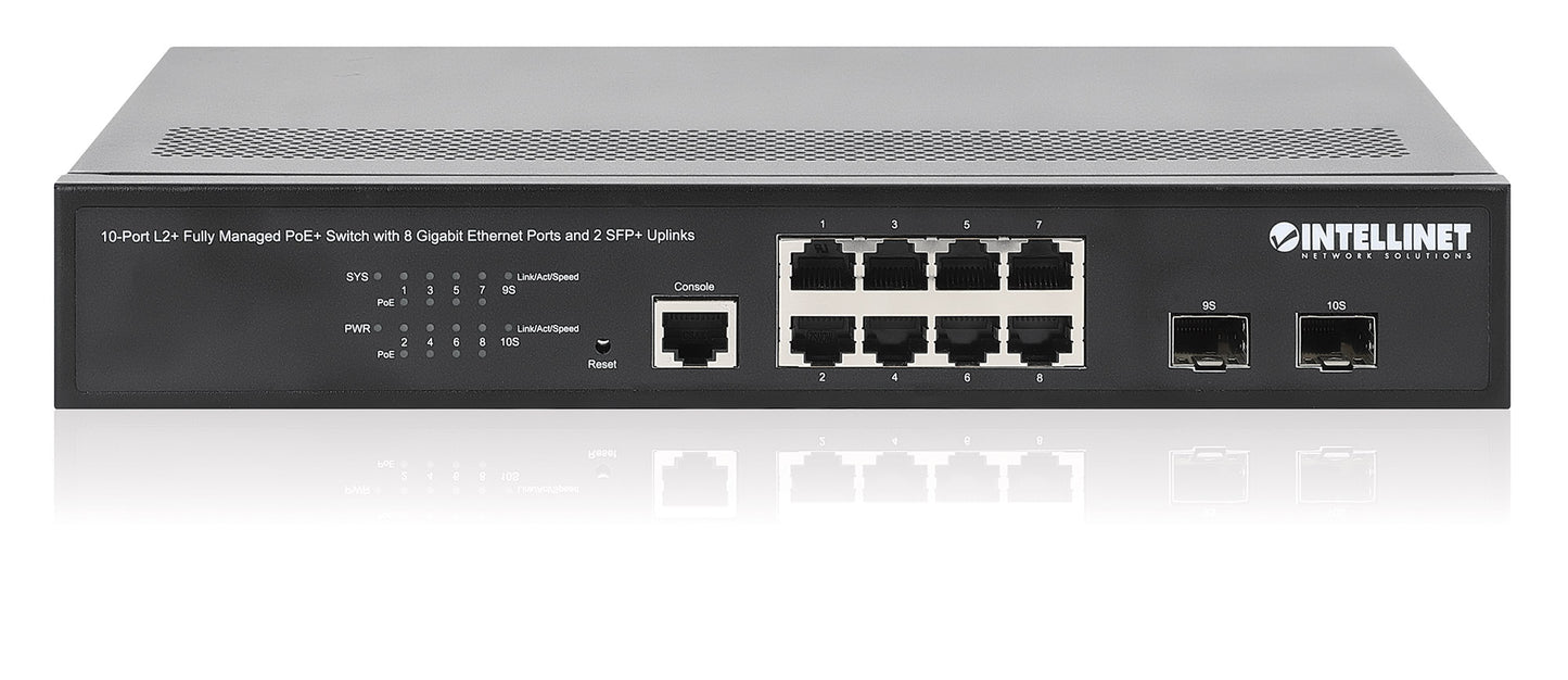 10-Port L2+ Fully Managed PoE+ Switch with 8 Gigabit Ethernet Ports and 2 SFP+ Uplinks Image 6